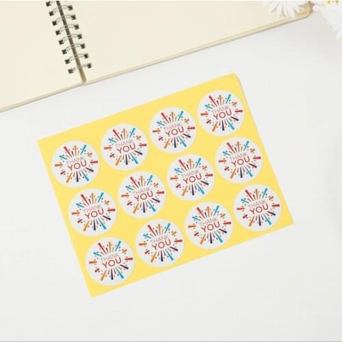 1200pcs/lot wholesale Thank you round Fireworks color printing stickers 3.8cm packaging sealing stickers DIY