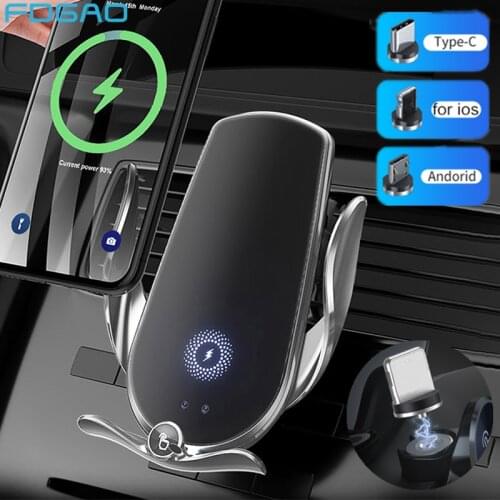 15W Car Wireless Charger for iPhone 12 11 XS XR X 8 Samsung S21 S20 S10 Magnetic USB Infrared Sensor Phone Holder Mount Chargers