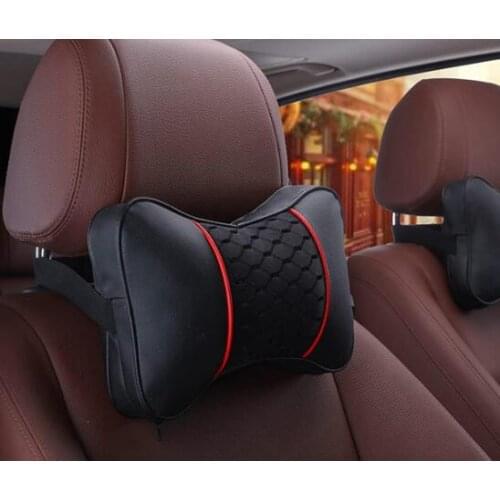 2 Pieces Leather Memory Cotton Car Seat Ergonomic Headrest Neck Cushion Pillow Fit For BMW Toyota Honda Mazda Ford Audi Passat