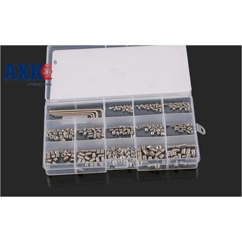 260pcs Din914 M3 M4 M5 M6 304/316/12.9 Stainless Steel Grub Screws Cone Point Hexagon Hex Socket Set Assortment Kit