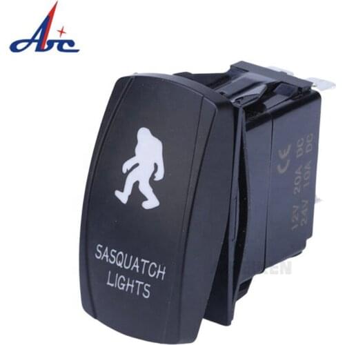 5 Pin Laser Carling Rocker Toggle Switch SASQUATCH LIGHTS 12V 24V 20A On/off Blue Green Red LED Light Switch Panel