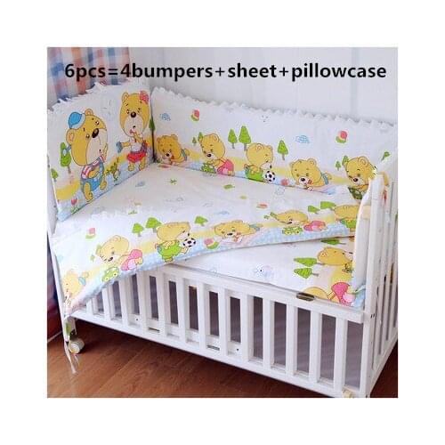 6PCS Baby Cot Bedding Set Designer Baby Bedding Set cot protector for babies (4bumper+sheet+pillow cover)