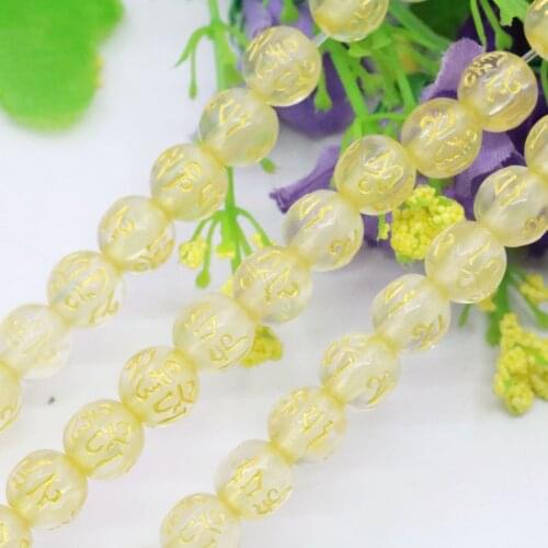 8mm Round Transparent Six Character Proverbs Resin Loose Beads Accessory Parts For DIY Necklace Bracelet Jewelry Making Design
