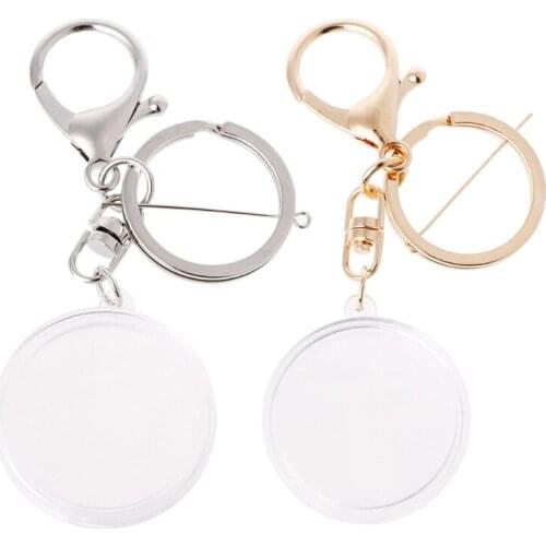 Acrylic Coin Holder Capsule With Pad Ring For 30mm 27mm Keyring Alloy Keychain
