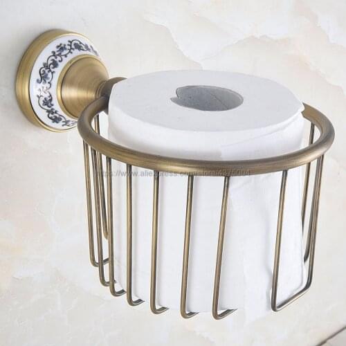 Antique brass towel basket Restroom European round roll toilet paper holder tissue Toilet Accessories Nba779