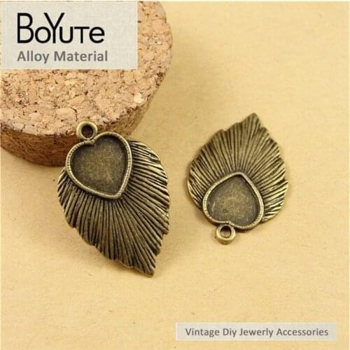 BoYuTe (40 Pieces/Lot) 10*9.5MM Cabochon Base Antique Bronze Plated Heart Pendant Blank Jewelry Making Accessories