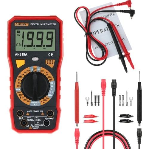 AN819A Digital Multimeter AC DC Current Voltage Capacitance Resistance Diode Tester Live Line Measurement + 16 in 1 Multifunctio