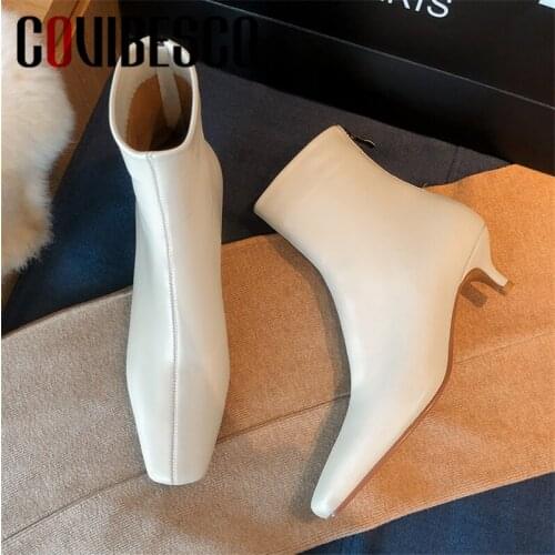 COVIBESCO New Woman Short Boots Autumn Winter Warm Sheep Skin Casual Shoes New Arrival Fashion Pointed Toe Sexy Boots