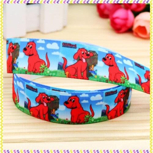 DHK 7/8'' 5yards big red dog printed grosgrain ribbon headwear hair bow diy party decoration OEM Wholesale 22mm E966