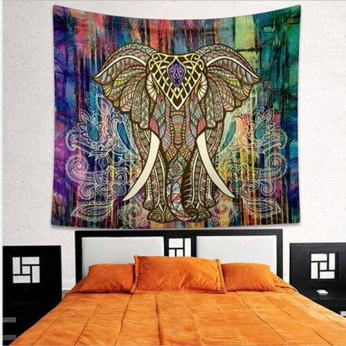 Elephant Tapestry Mandala Color Upholstery Printed Decorative Boho Wall Rug Curtain