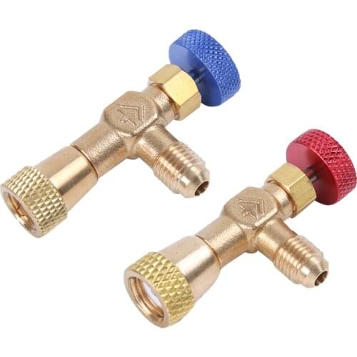 R22 R410A Refrigerant Charging Valve 1/4“ Air Conditioning Refrigerant Safety Adapter For R22 R410A Air Conditioner Manifold