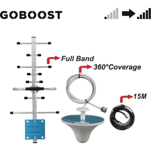 GOBOOST Booster Accessory kit Full Band Yagi Outdoor Antenna 360 Coverage Internal Antenna With 15M For Signal Repeater
