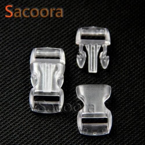 50pcs/pack 3/8"(10mm) Contoured Side Release Mini Buckles For Paracord Survival Bracelet/Backpack Clear White