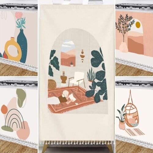 Nordic Kitchen Short Curtain Tassel Half-Curtains Cabinet Decorative Cover Cafe Partition Curtains for Living Room Home