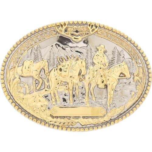 Western cowboy belt buckle 3D knight silver double color supreme men and women belt buckle