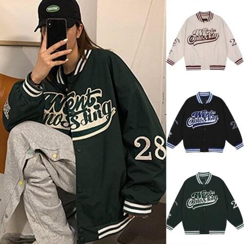 Spring Autumn Coat American Baseball Bomber Jacket Loose Letter Men Women Couples Tops Harajuku Plus Size Jackets Streetwear