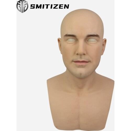 Smitizen real skin halloween male latex realistic adult silicone full face mask for man cosplay party fetish