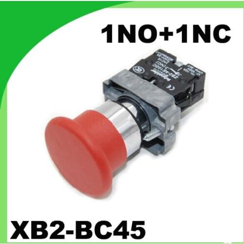 Red mushroom micro switch XB2-BC45 pressure button switch 1NO+1NC momentary emergency stop push button