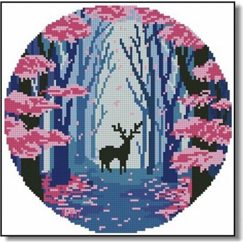 Embroidery Cross Stitch Kit Needlework DIY DMC Counted Cross Stitch Kits Midsummer Small Diagram Dream Forest Deer 1-30-30