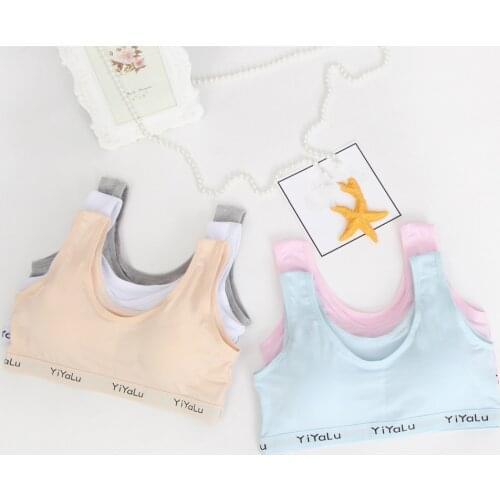 Teenage Girl Underwear Solid Color Cotton Bras Wireless Breathable Training Bra for Girls Child Bra Padded Brassiere 2017