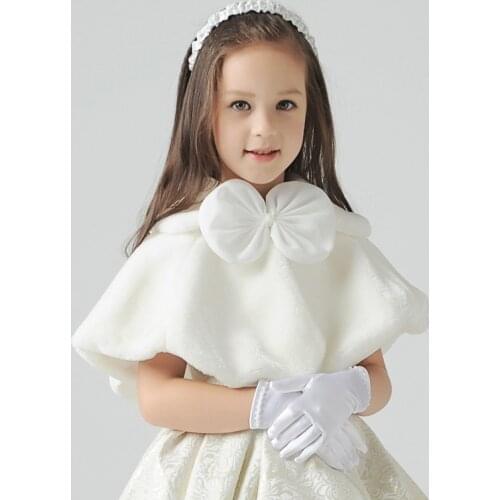New Flower Girls Shrug Girls Faux Fur Soft Bolero for Matching Party Dresses Children Formal Warm Coat Kids Outwear Clothing