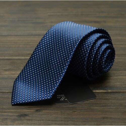 New High Quality Navy Blue Plaid Ties for Men 7cm Designer Fashion Necktie Profession Interview Suit Formal Carvat Gift Box