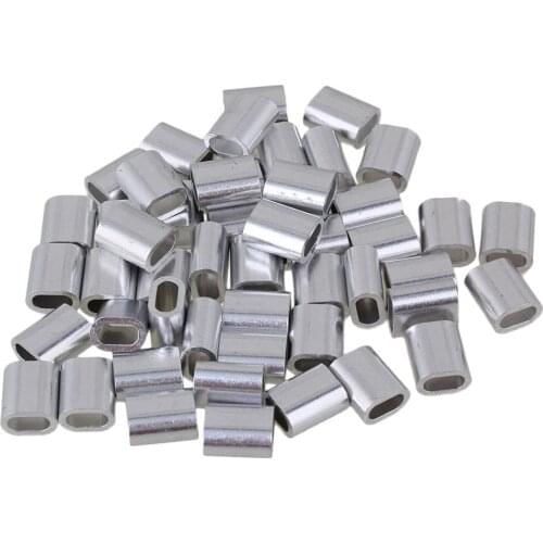 4mm Oval Shape Sliver Aluminum Crimping Loop Wire Rope Clip Sleeves Clamps for M4 Wire Rope Pack of 200