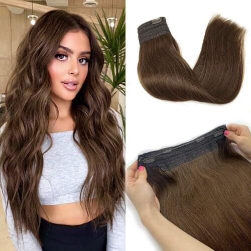 Headband Halo Extensions Piano Natural Straight Halo Hair Extensions With Clips Elasticity Invisible Wire Remy Hair Pieces