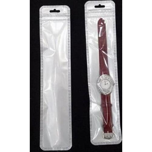 Size 5*24.5cm white clear Jewelry/watches/necklaces packing bag,Self Seal Zipper Plastic Storage Bag With Hang Hole