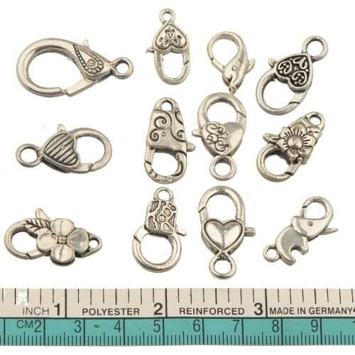 Mixed Clasps Bangles Rope Crafts Handmade Toggle Hook DIY Spring Antique Silver Metal Fashion Wholesales Jewelry Findings 12pcs