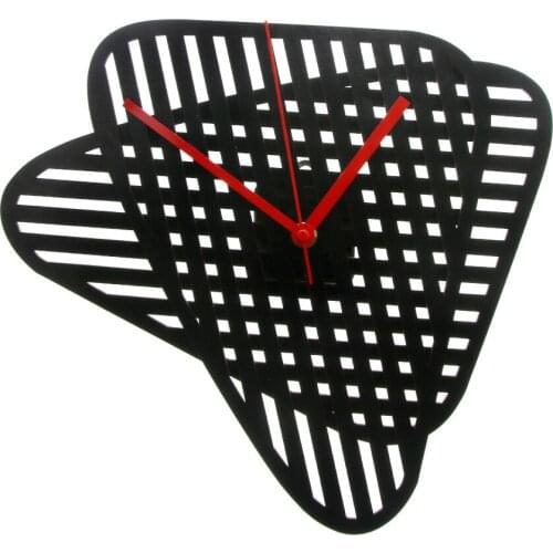 Overlapping Surfaces Adjustable Wall Clock Abstract Wooden Decor Black Rustic Clock Minimalist Modern Clock