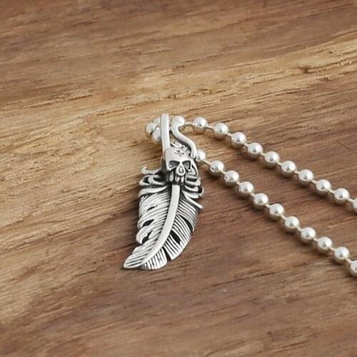 S925 Sterling Silver Jewelry Retro Thai Silver Handmade Takahashi Goro Skull Feather Male And Female Pendants