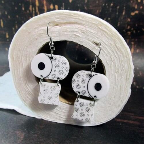 2021 latest interesting acrylic paper roll design earrings tissue paper creative pendant earrings fashion jewelry for women