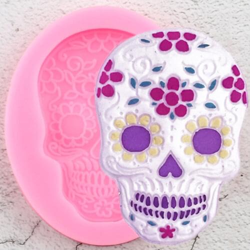 Halloween Skull Head Silicone Mold Mask Chocolate Candy Mold Cupcake Topper Fondant Cake Decorating Tools Soap Resin Clay Mould