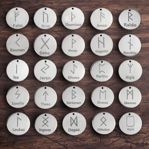 Elder Futhark Rune Pendant Necklace Norse Viking Runes Viking Symbol Stainless Steel Jewelry Futhark Talisman Sign