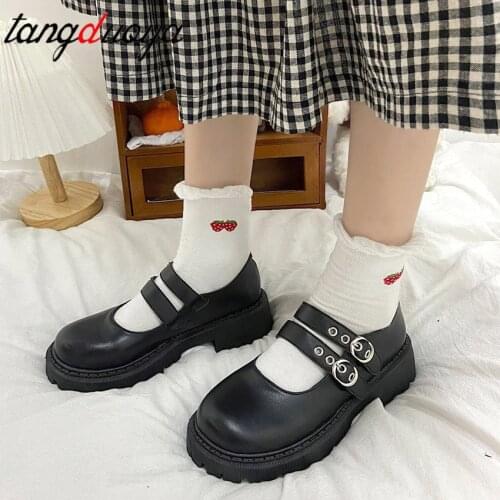 Lolita Shoes Woman Platform Mary Janes Womens Cosplay High Heels Ladies Black Pumps Female PU Leather Woman Non Slip Footwear