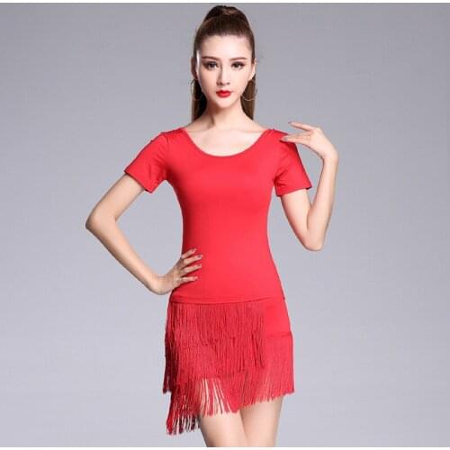 Tassel Latin Dance Skirt Sexy Women Tops Costume Samba Tango Kinds Of Milk Silk Dresses Competition Performance Salsa Lady Latin