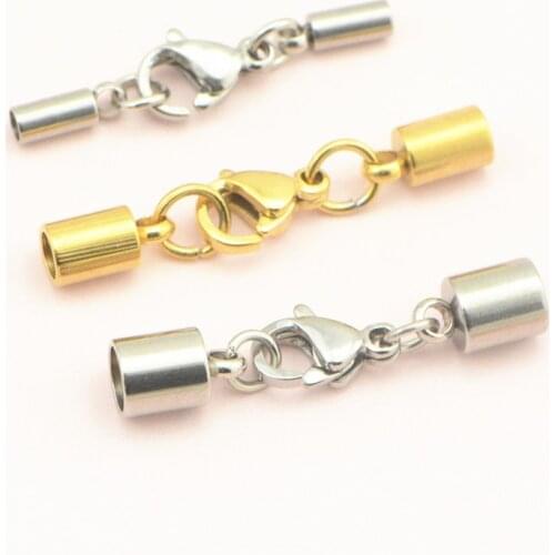 50sets Stainless Steel Cord Fastener Leather Cord Bracelet Necklace Lobster Clasps Hooks Connectors for Jewelry Making