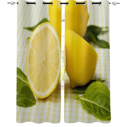 Yellow Lemon Leaves Blackout Curtains for Children Kids Home Decor Bedroom Living Room High Shading Window Curtains