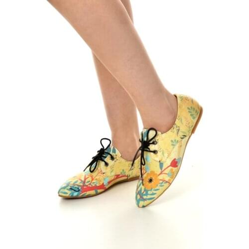 Oxford Womens shoes printed with pink flower pattern