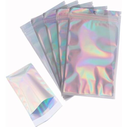 20Pcs Lashes Packaging Bag Aluminum Foil False Eyelash Nail Art Shiny Storage Reclosable Pouches Self Seal Waterproof Box
