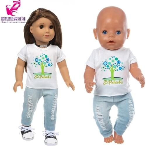 40cm baby doll clothes shirt denim trousers Nenuco Ropa y su Hermanita 18" american og girl doll clothes jeans