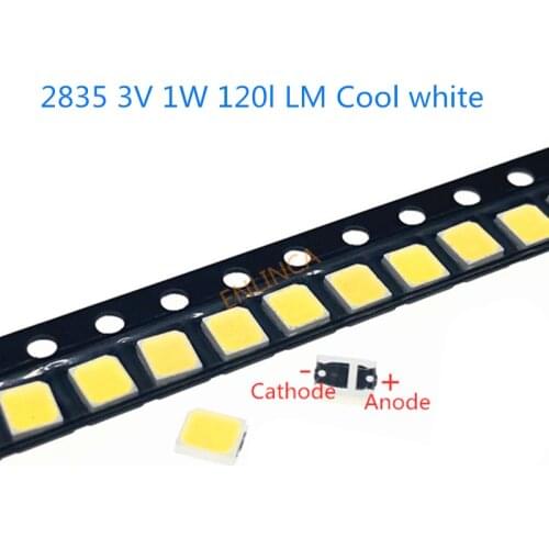 50-1000pcs High Brightness 2835 125Lm SMD LED Chip 1W 3V 3000k 4000K 6000K 9500 White LED Surface Mount PCB Light Emitting Diode