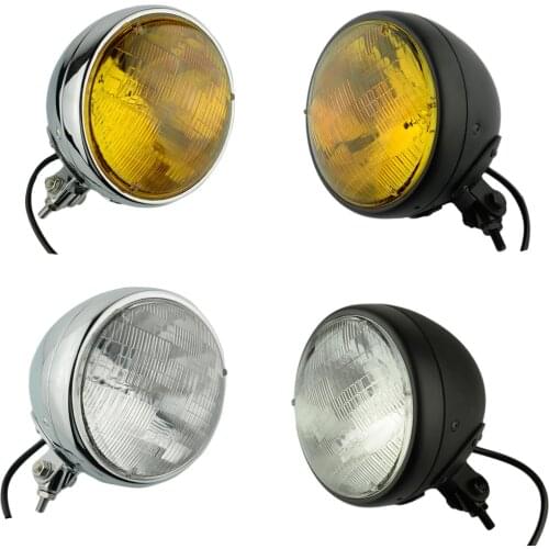 7" Motorcycle Headlight Headlamp Bottom Mount For Cruiser Chopper Cafe Racer Bobber Custom Black Universal Custom