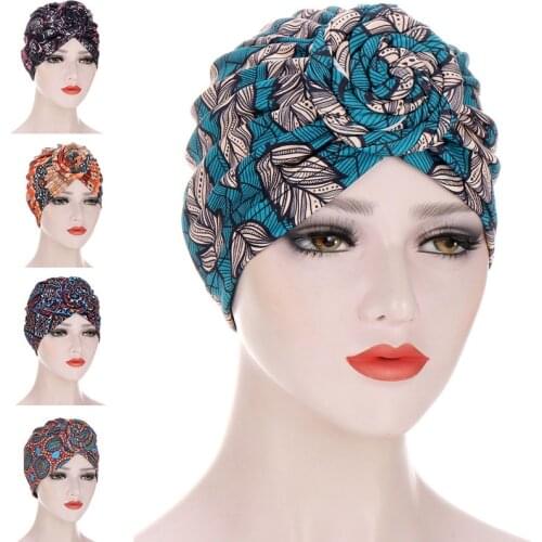 African Print Women Turban Hair Accessories Girls Woman Knotted Turban Wrap Elastic Stretch Femme Musulman Turbante Head Scarf