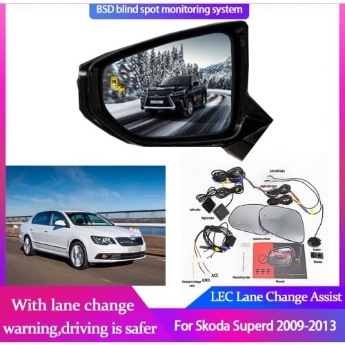 Car Mirror Radar Detector Blind Spot Sensor Assist BSD LED For Skoda Superd 2009-2013 Microwave Monitoring Change Lane Warning