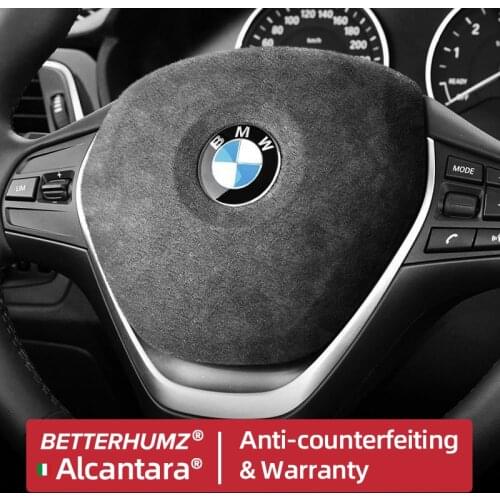 BETTERHUMZ Alcantara Steering Wheel Airbag Car Sticker Cover Case For BMW E46 F10 F30 F20 F22 F23 F32 F33 E84 X1 Car Accessories