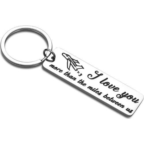 Couples Keychain Valentines Day Gifts for Girlfriend Boyfriend Lover Keychain I Love You More Than The Miles Between Us Keyring