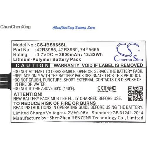 Cameron Sino 3600mAh Battery 42R3965 for IBM 45906,571F,572F,5739,5778,5781,5782,5799,5800,590, 5908, iSeries