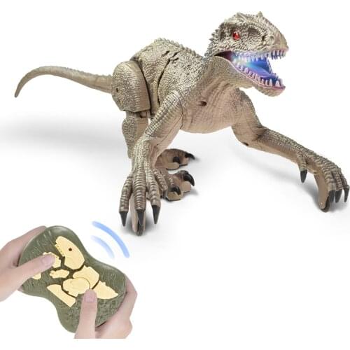 RC Dinosaur 2.4 Ghz Simulation RC Velociraptor Intelligent Remote Control Dinosauria Toy With LED Light Roaring Gift for Kids